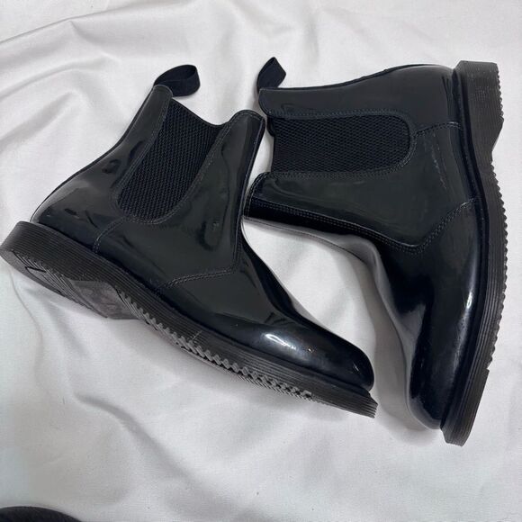 Dr. Martens Shoes - Dr. Martens Women’s Faun Chelsea Patent Boots Size 8 | Black Patent Leather